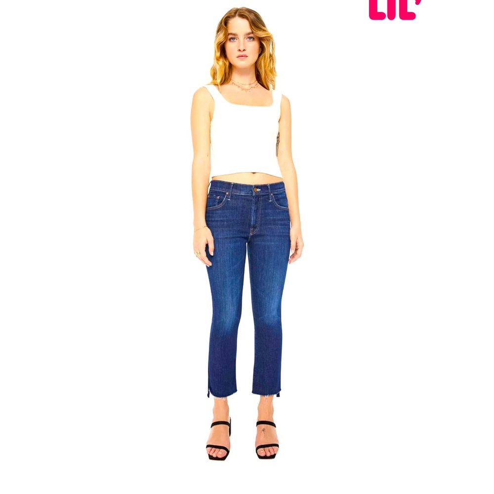 Mother Petites Lil Insider Crop Step Fray Denim, size 26 petite